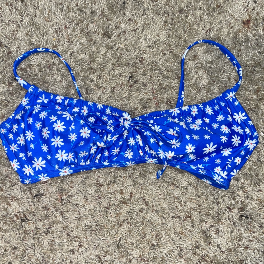 Blue Floral Bikini Top